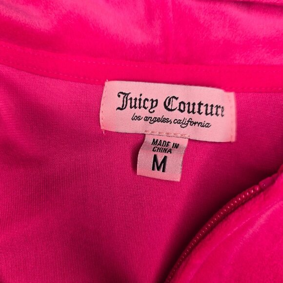 Juicy Couture Womens Pink Velour Hoodie Jacket With Rhinestone Logo Medium y2k - Picture 4 of 5